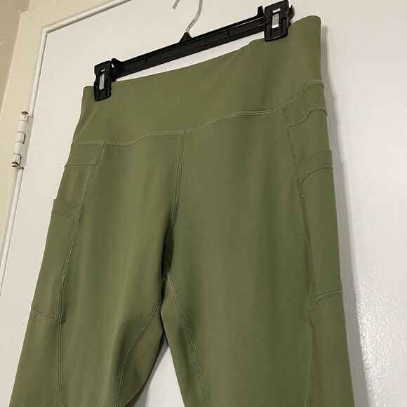 ZYIA ACTIVE high waist light and tight cropped green leggings side pocket large - Picture 3 of 6